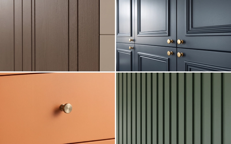 Palette de couleurs et matières tendance 2026 pour salon convivial : bois, vert, terracotta et textures texturées