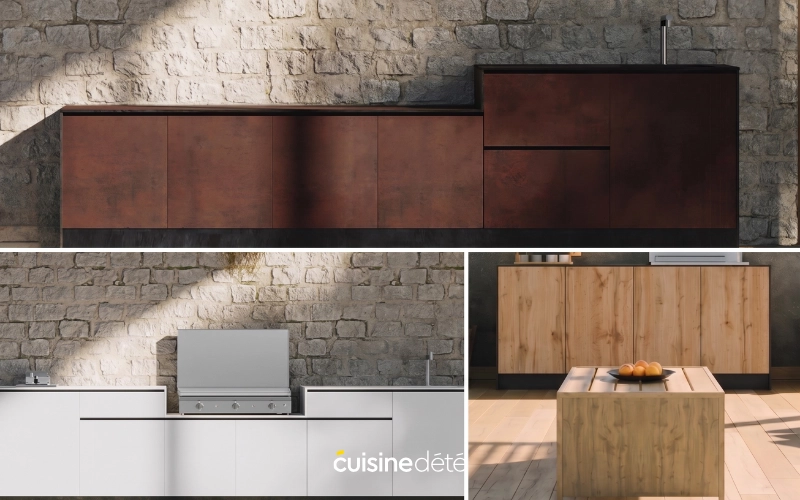 Palette de couleurs et matières tendances 2026 pour cuisine extérieure